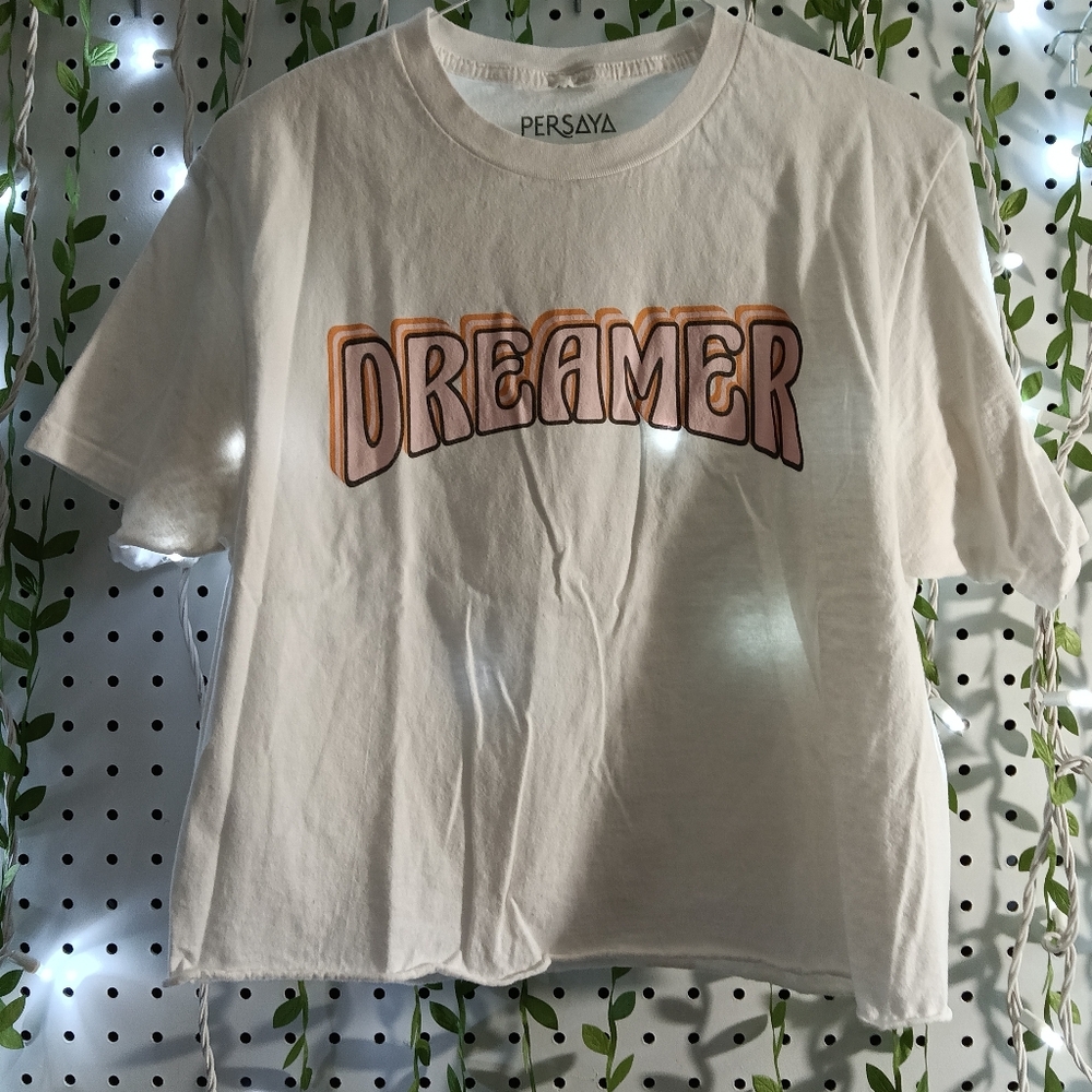 Persaya White Short Sleeve Tee with Graphic Design